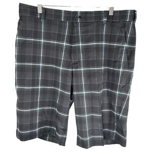 Nike Golf Dri-Fit Athletic Shorts Size 36 Plaid Stripes Charcoal Blue